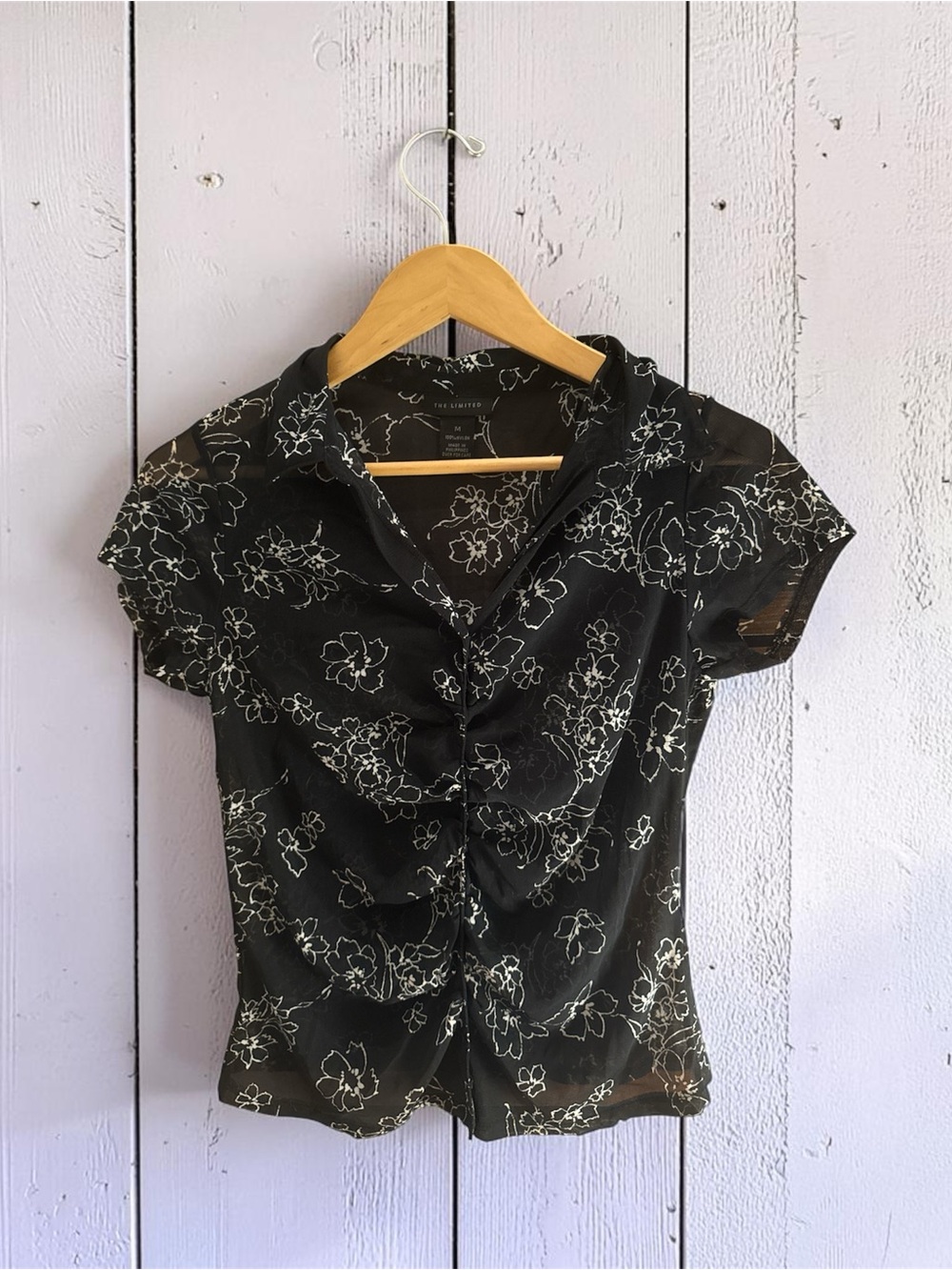 The Limited Black Floral Cap Sleeve Blouse